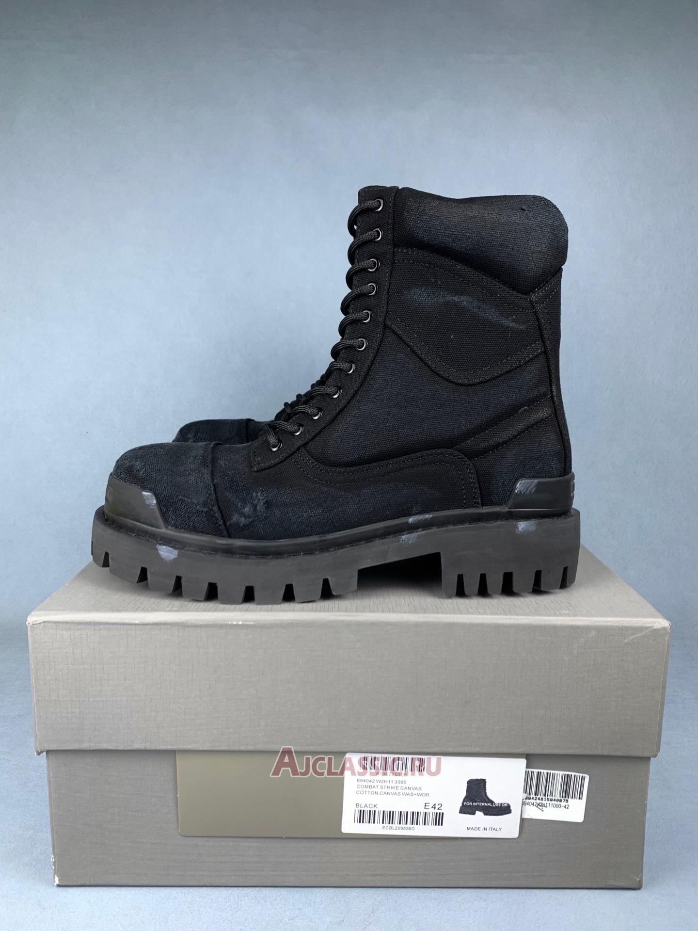 New Balenciaga Combat Strike 20mm Boots "Washed Black Cotton" 694060W2H111000 Shoes