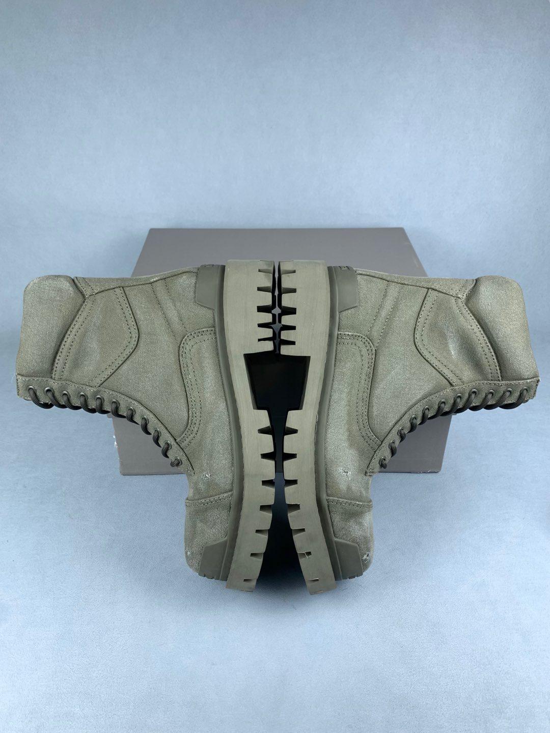 New Balenciaga Combat Strike 20mm Boots "Washed Green Cotton" 694042W2H113300 Shoes