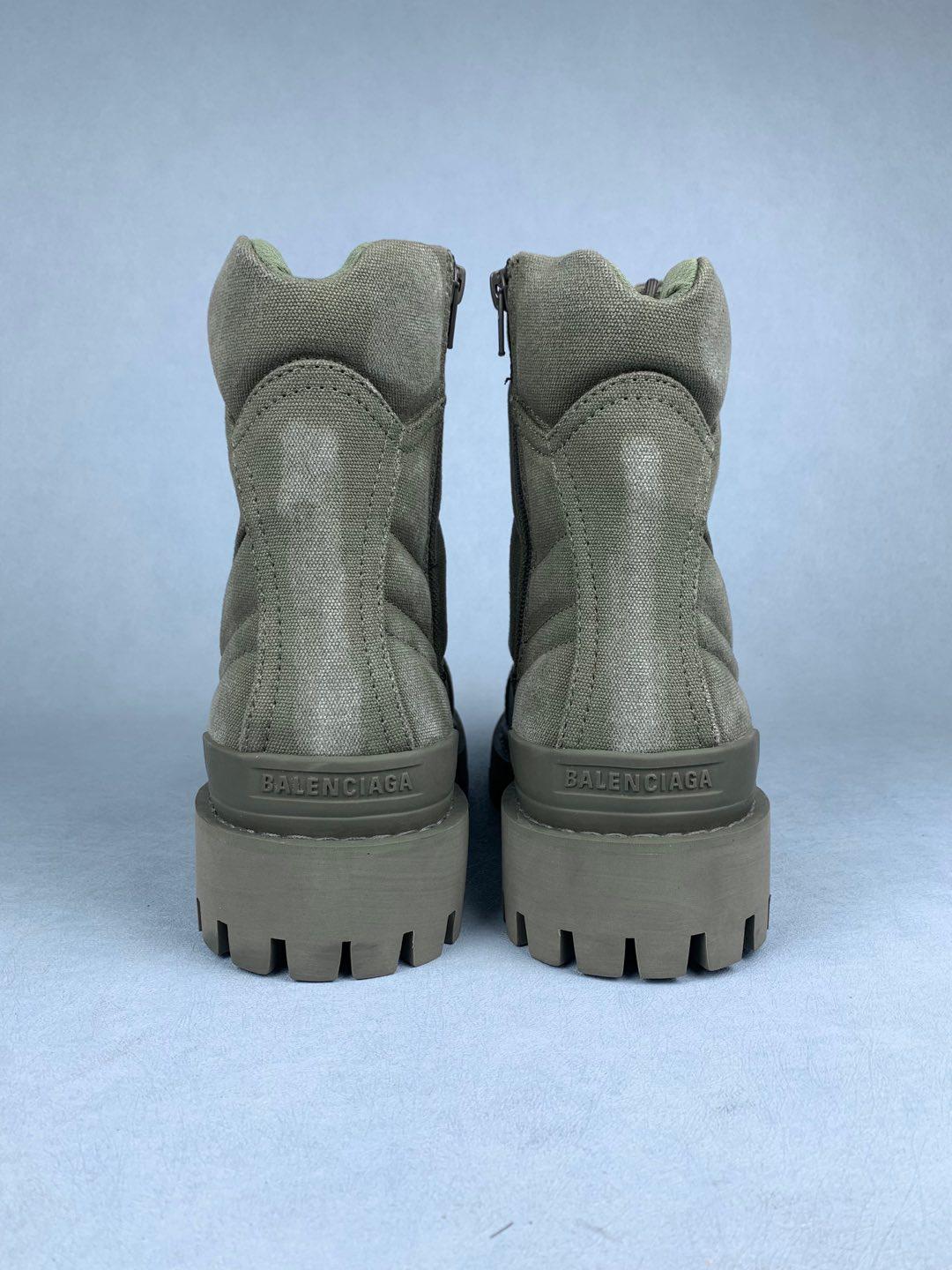 New Balenciaga Combat Strike 20mm Boots "Washed Green Cotton" 694042W2H113300 Shoes