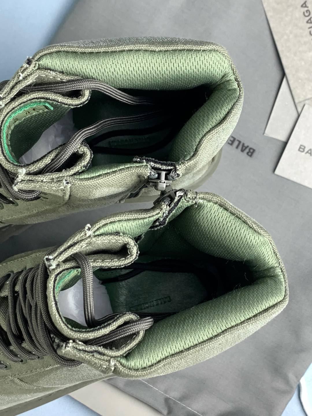 New Balenciaga Combat Strike 20mm Boots "Washed Green Cotton" 694042W2H113300 Shoes