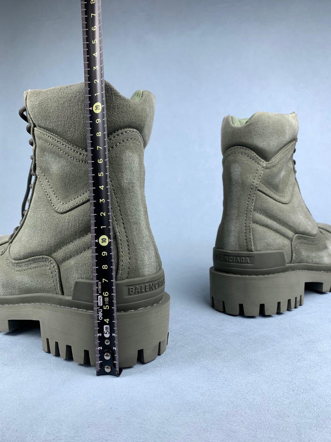 New Balenciaga Combat Strike 20mm Boots "Washed Green Cotton" 694042W2H113300 Shoes