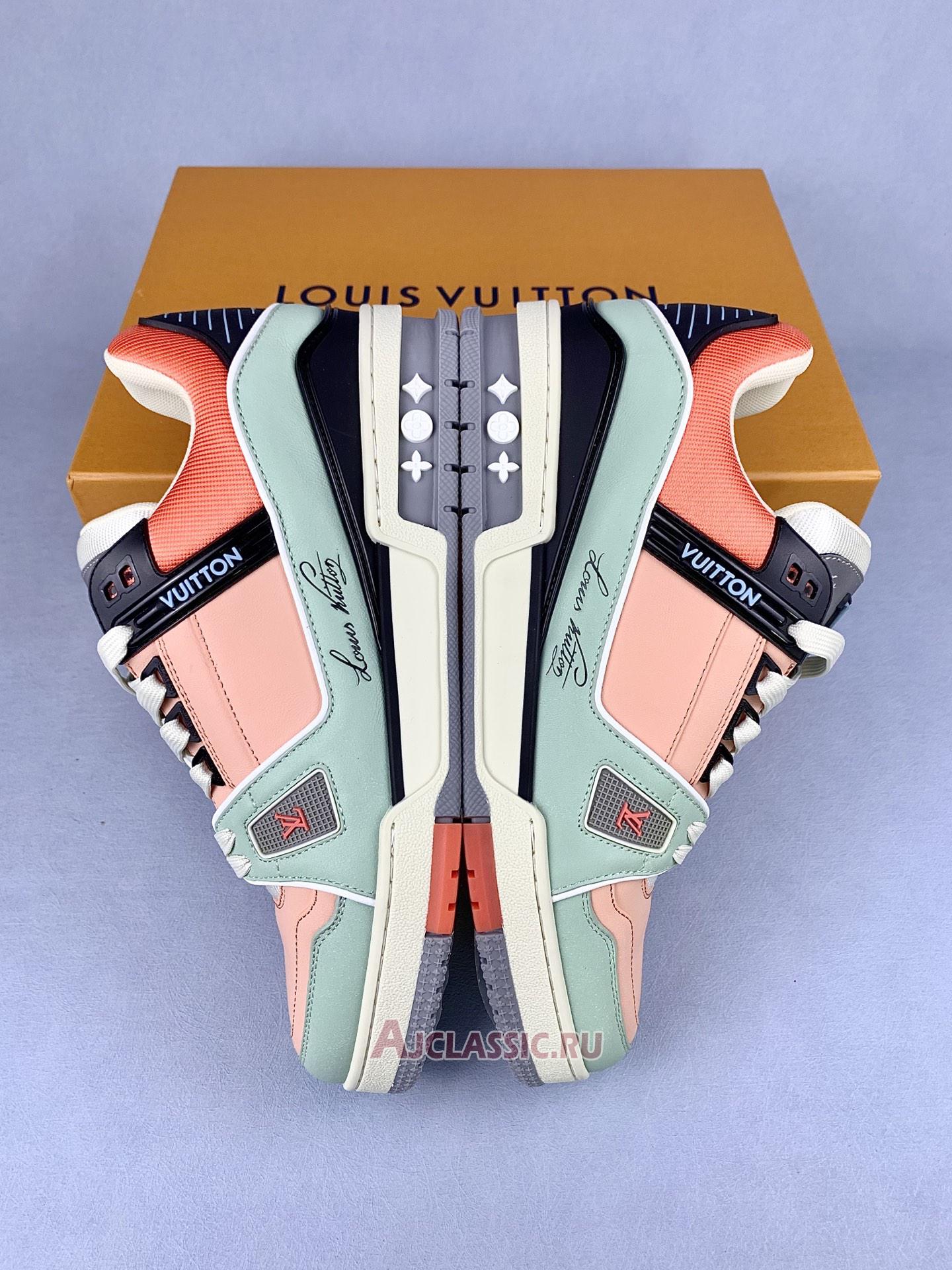 New Louis Vuitton LV Trainer Sneaker "Orange Teal Vintage" 1ACEFX Shoes