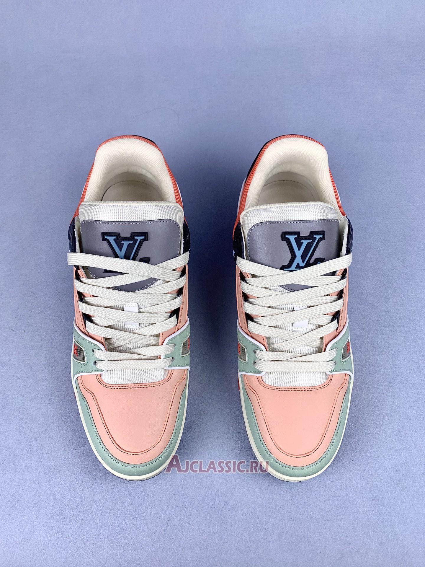 New Louis Vuitton LV Trainer Sneaker "Orange Teal Vintage" 1ACEFX Shoes