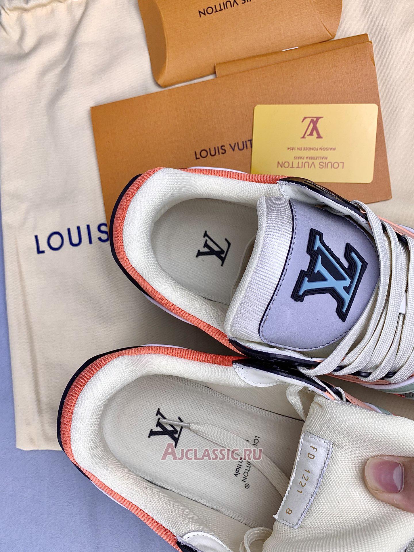 New Louis Vuitton LV Trainer Sneaker "Orange Teal Vintage" 1ACEFX Shoes