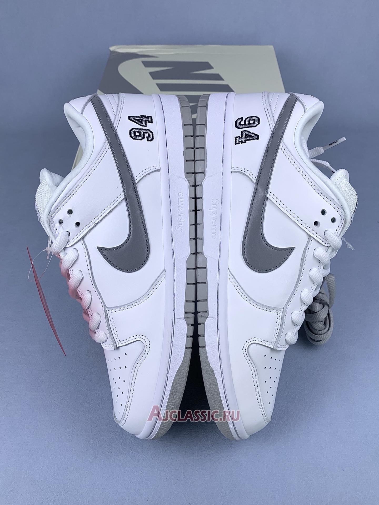 New Supreme x Nike Dunk Low SB "White Metallic Silver" HQ8487-100 Shoes