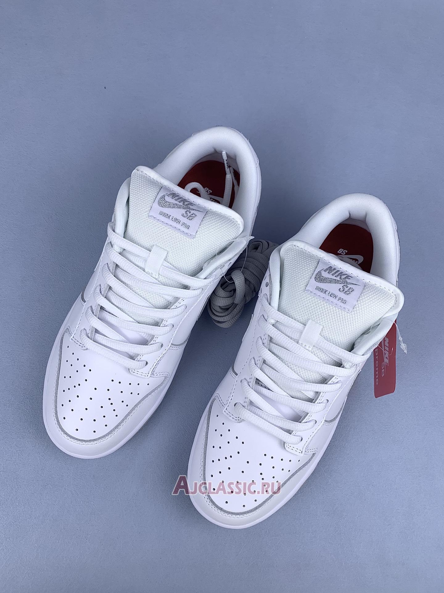 New Supreme x Nike Dunk Low SB "White Metallic Silver" HQ8487-100 Shoes