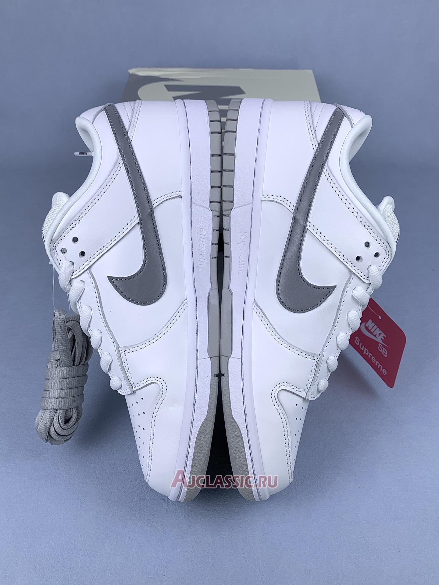 New Supreme x Nike Dunk Low SB "White Metallic Silver" HQ8487-100 Shoes