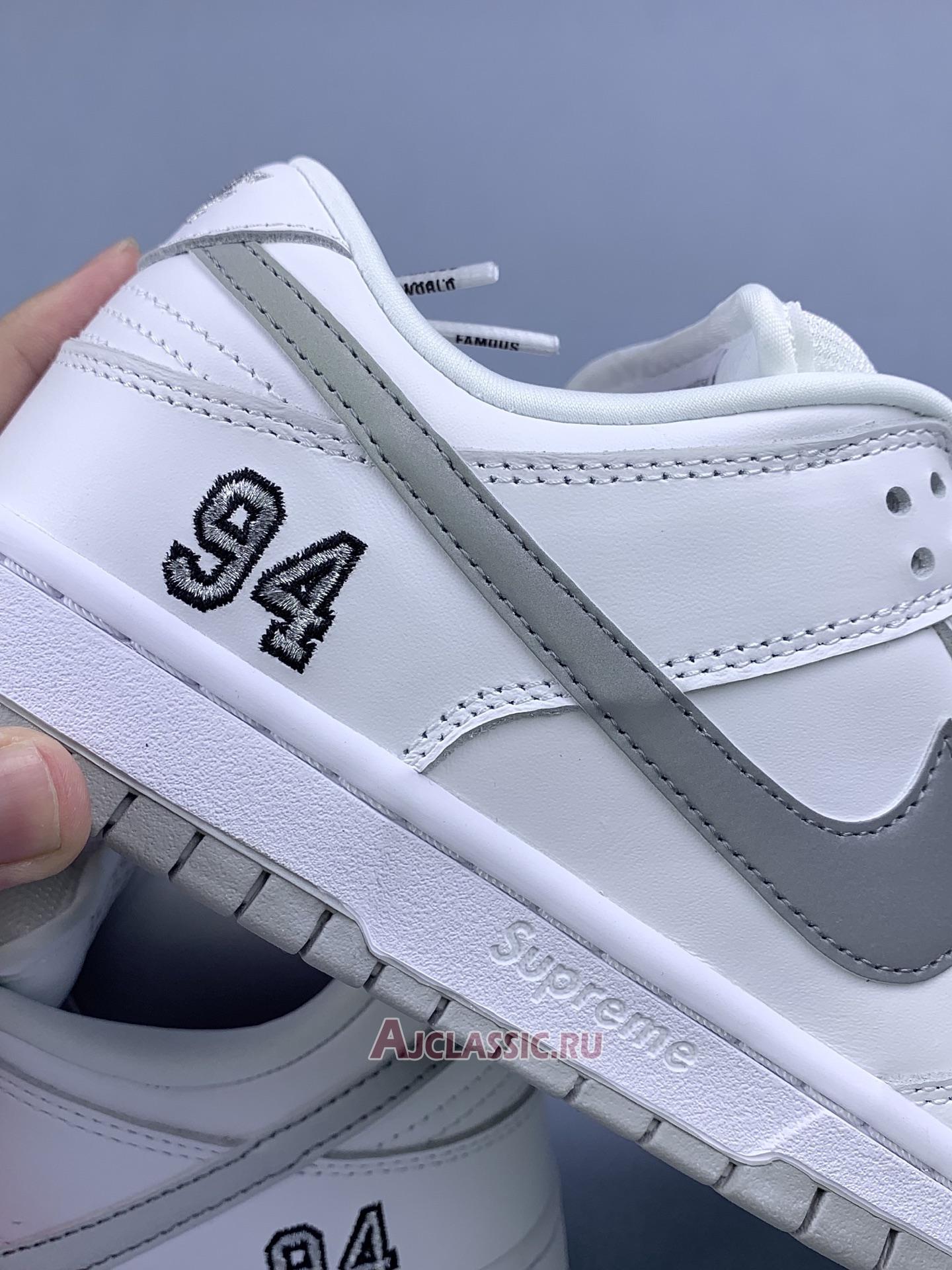 New Supreme x Nike Dunk Low SB "White Metallic Silver" HQ8487-100 Shoes