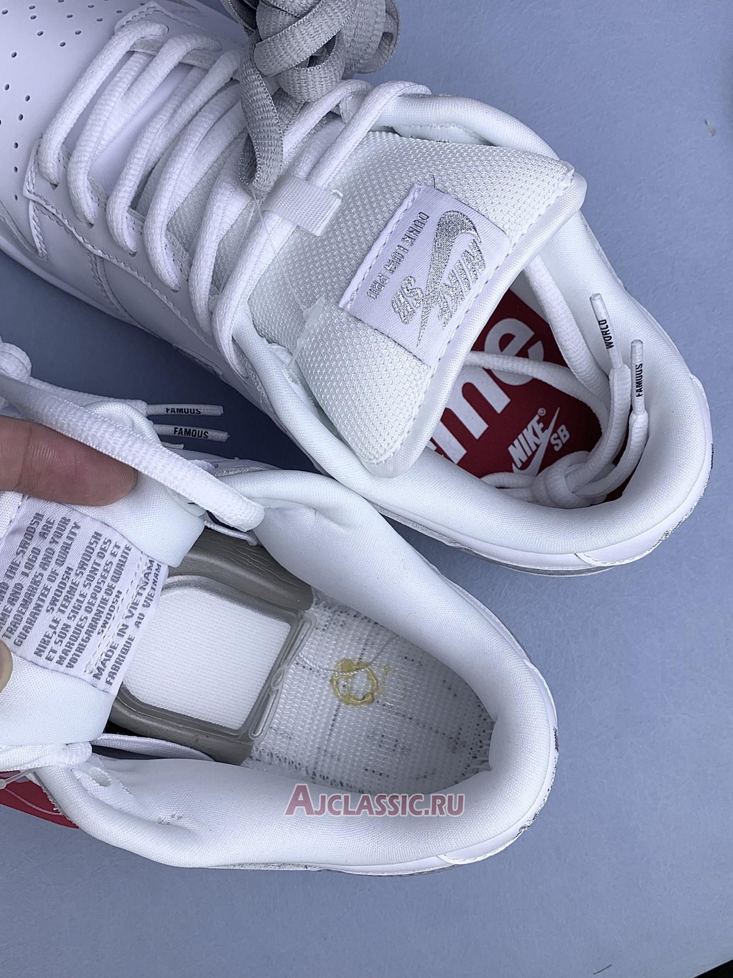 New Supreme x Nike Dunk Low SB "White Metallic Silver" HQ8487-100 Shoes