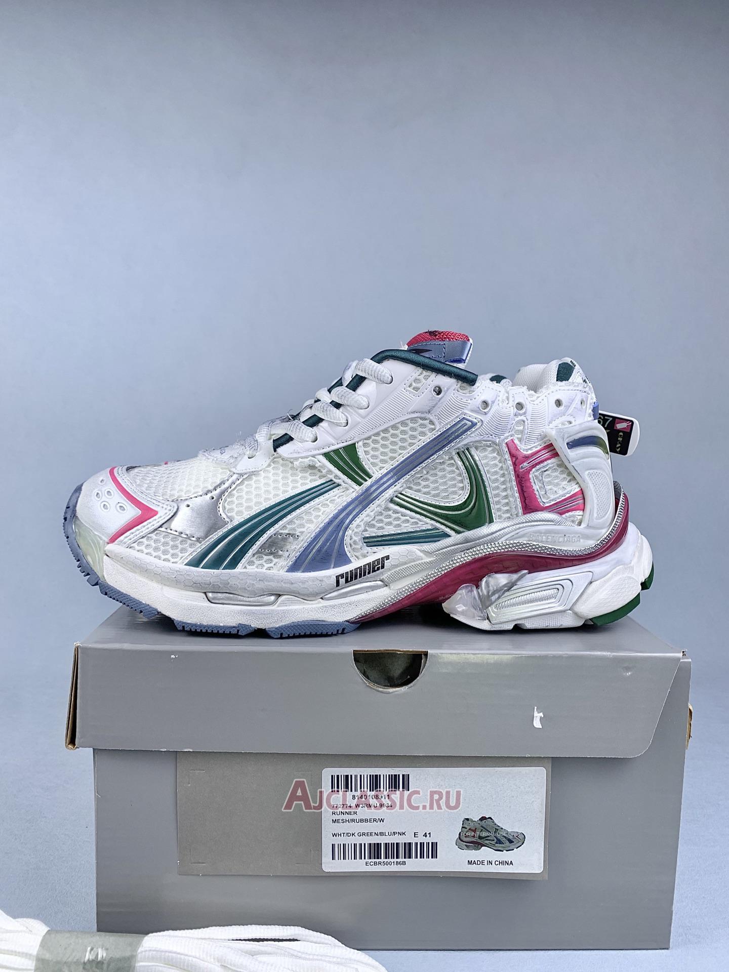 New Balenciaga Runner "White Dark Green Blue Pink" 772774 W3RMU 9934 Shoes