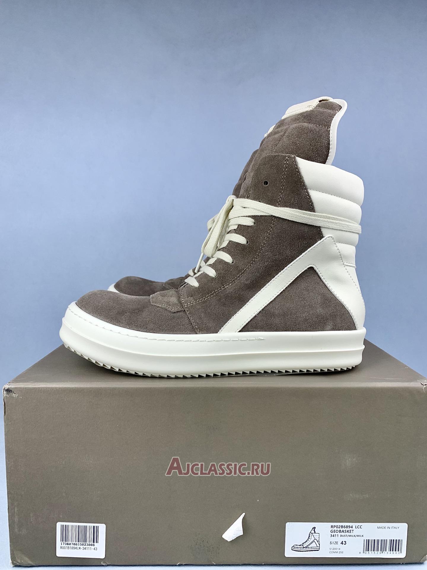 New Rick Owens Strobe Geobasket High "Dust Milk" RU01E5894LWNLCO-3411 Shoes