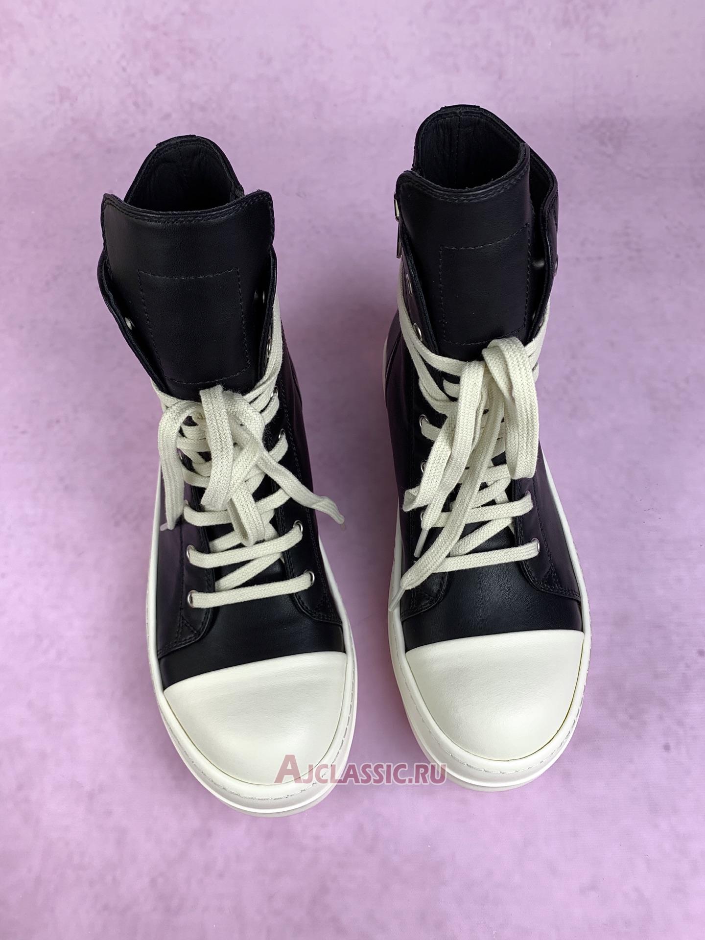 New Rick Owens Strobe Leather High "Black Milk" RU02B2890-LPO-911 Shoes