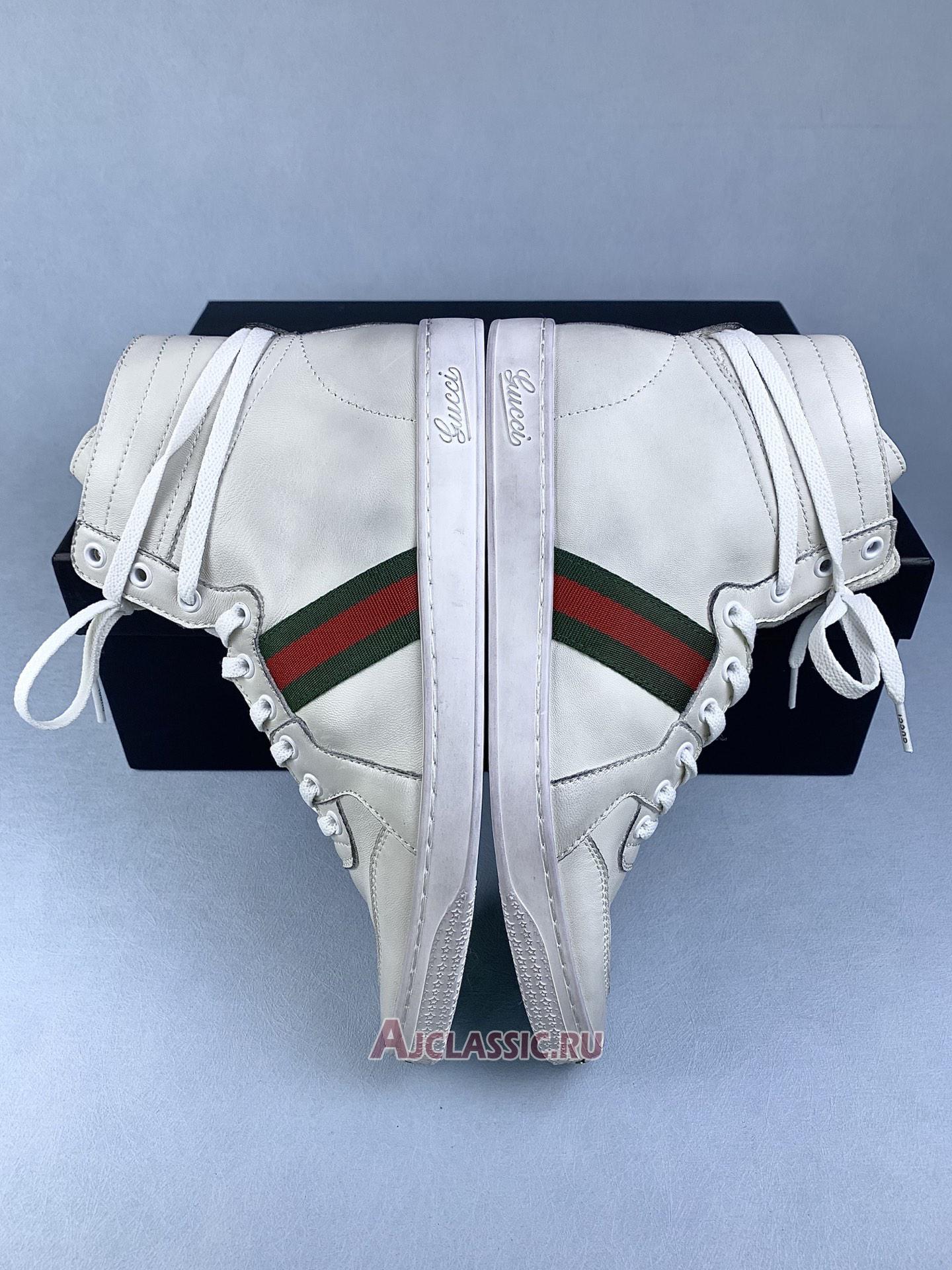 New Gucci High Top Leather Web Detail "White" Sneaker 221825 ADFX0 9060-2 Shoes