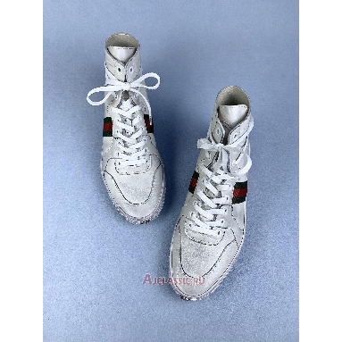 Buy Gucci High Top Leather Web Detail White Sneaker White 221825 ADFX0 9060-2 Quality Reps Replicas Shoes