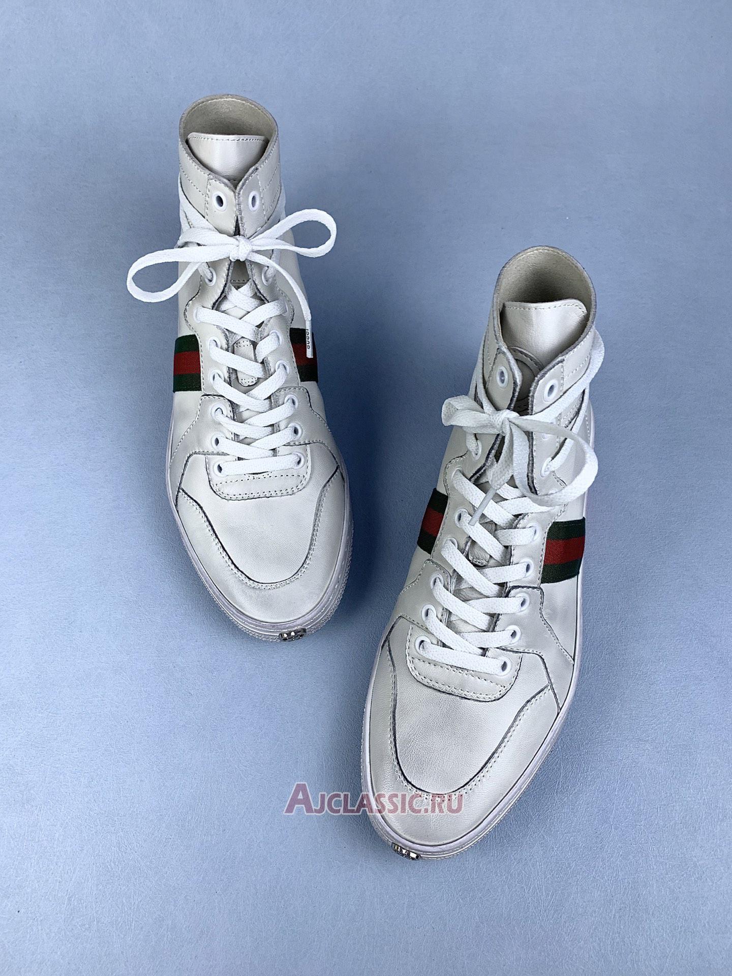 New Gucci High Top Leather Web Detail "White" Sneaker 221825 ADFX0 9060-2 Shoes