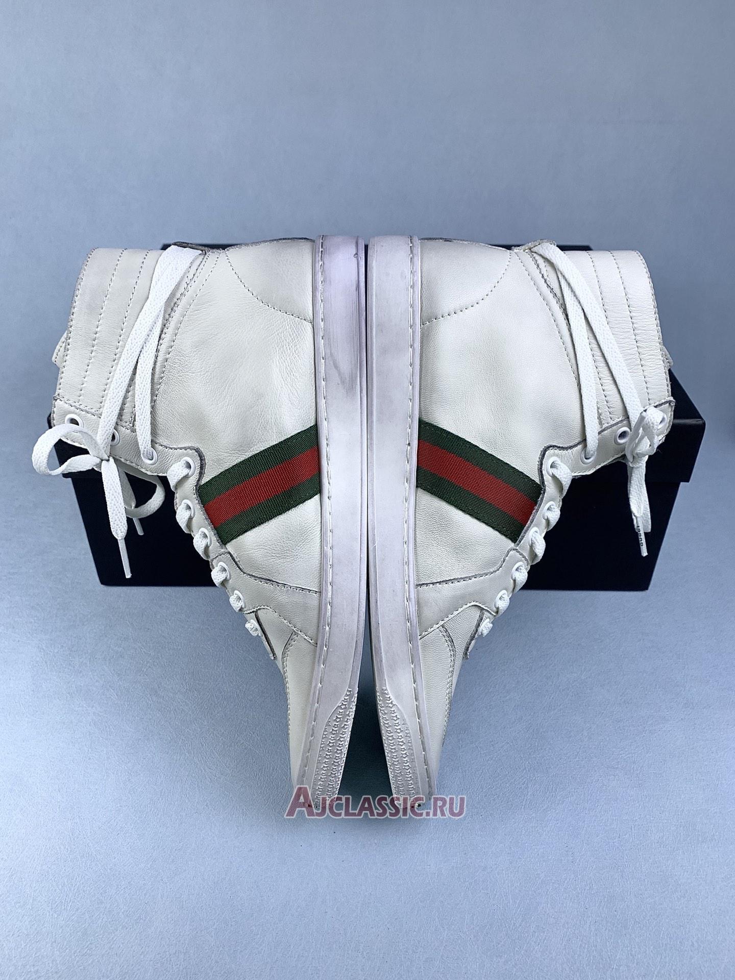 New Gucci High Top Leather Web Detail "White" Sneaker 221825 ADFX0 9060-2 Shoes