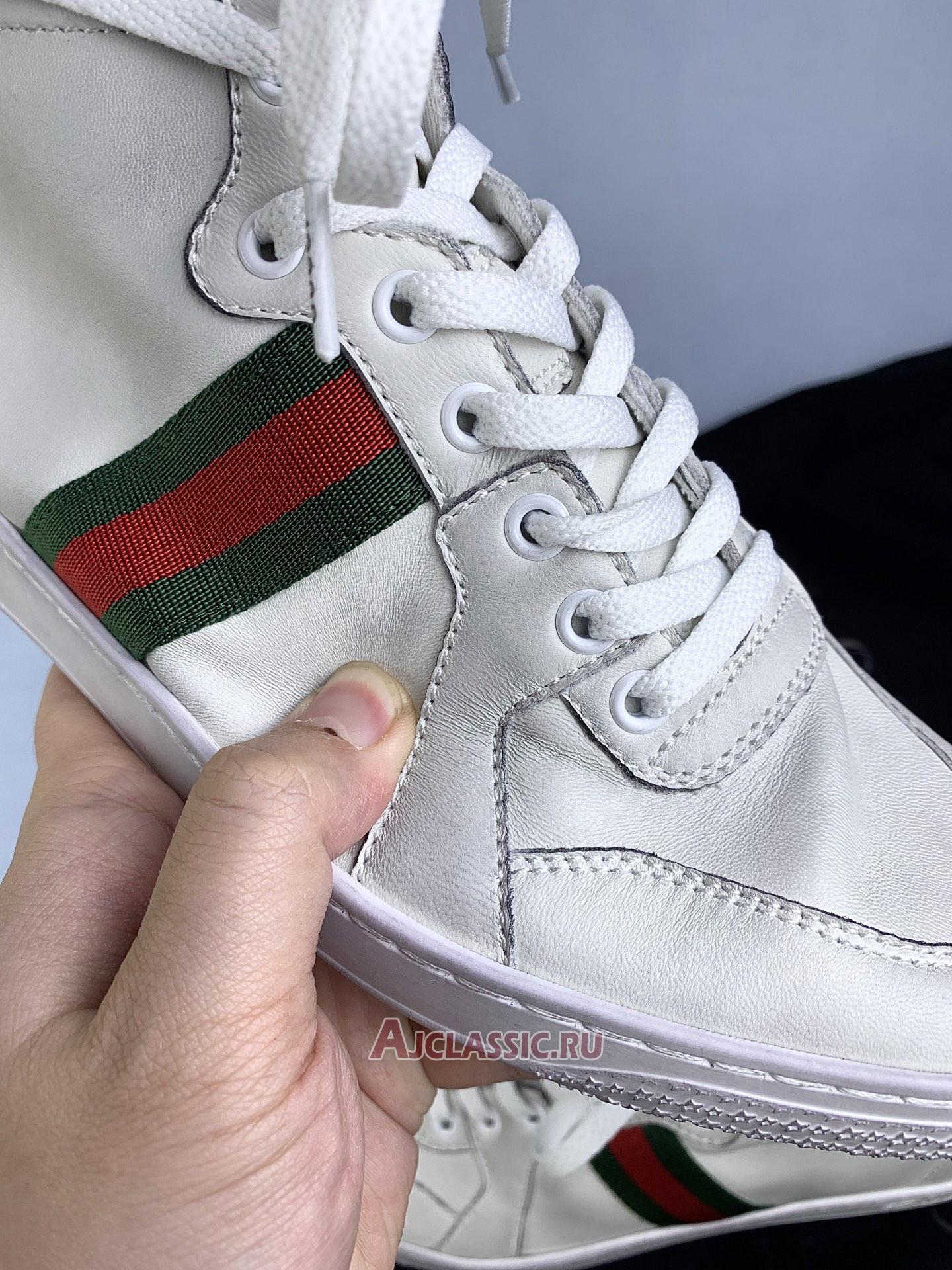 New Gucci High Top Leather Web Detail "White" Sneaker 221825 ADFX0 9060-2 Shoes