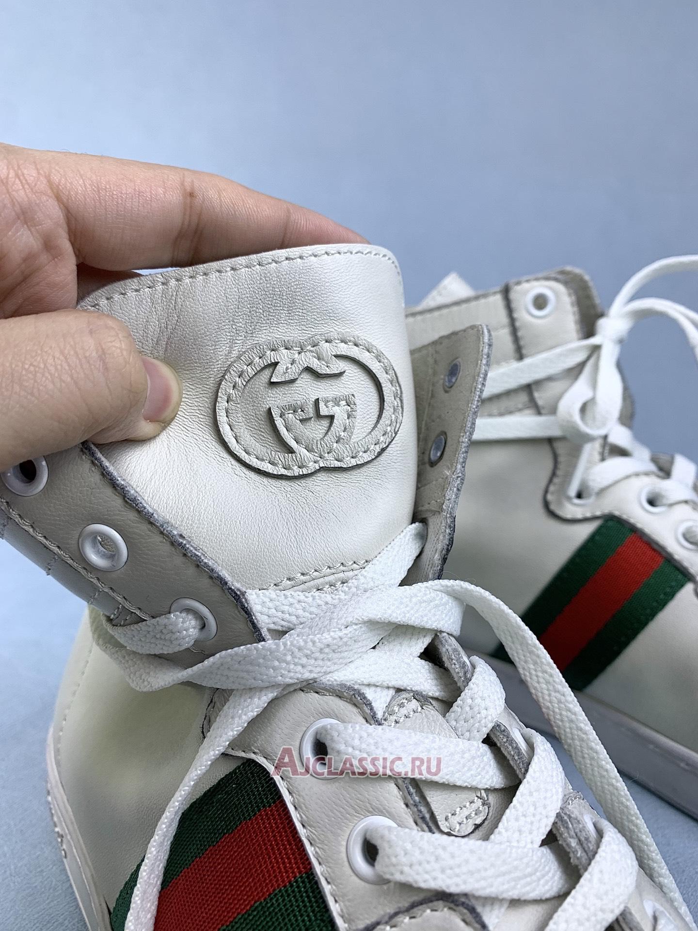New Gucci High Top Leather Web Detail "White" Sneaker 221825 ADFX0 9060-2 Shoes