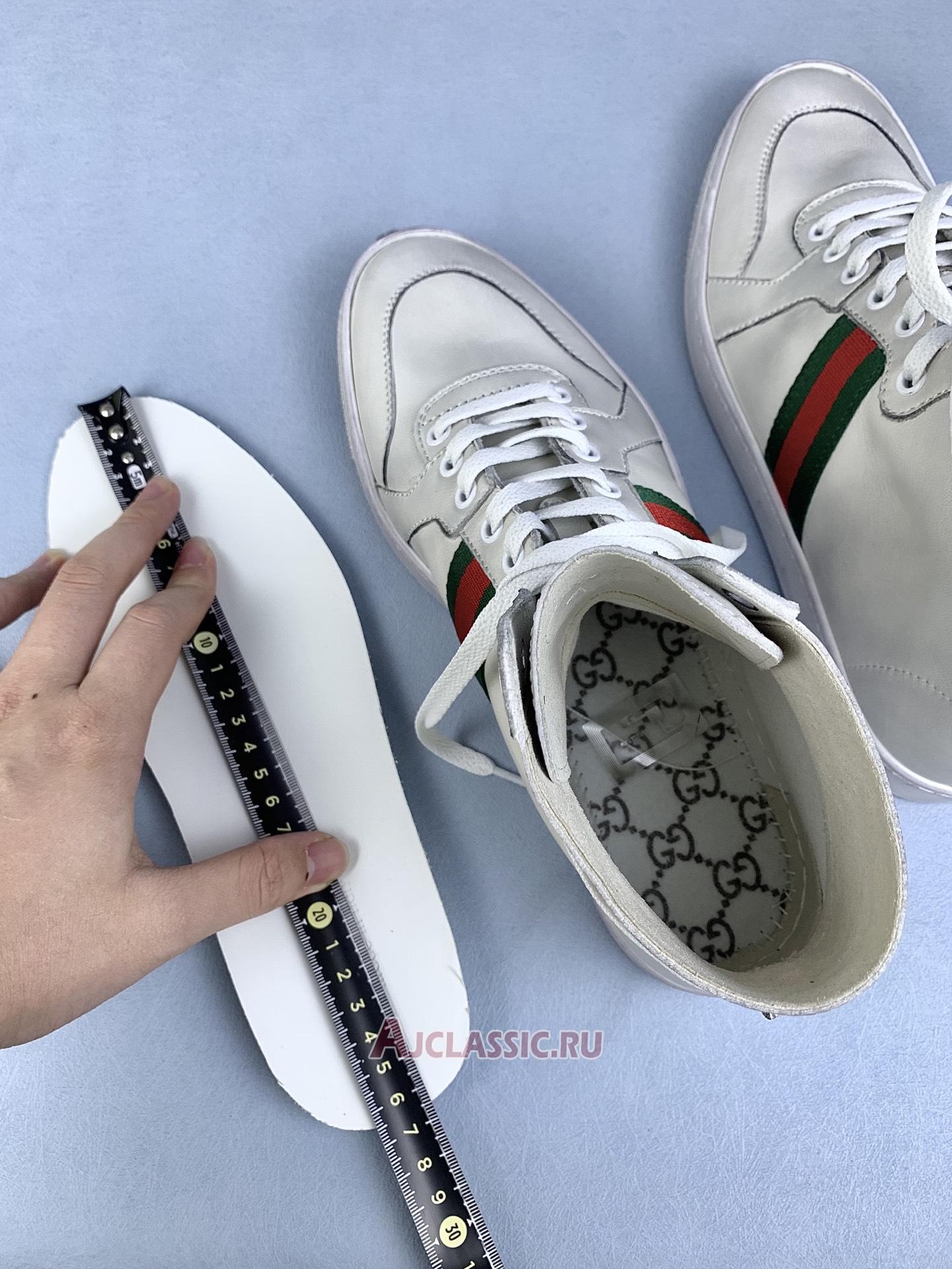 New Gucci High Top Leather Web Detail "White" Sneaker 221825 ADFX0 9060-2 Shoes