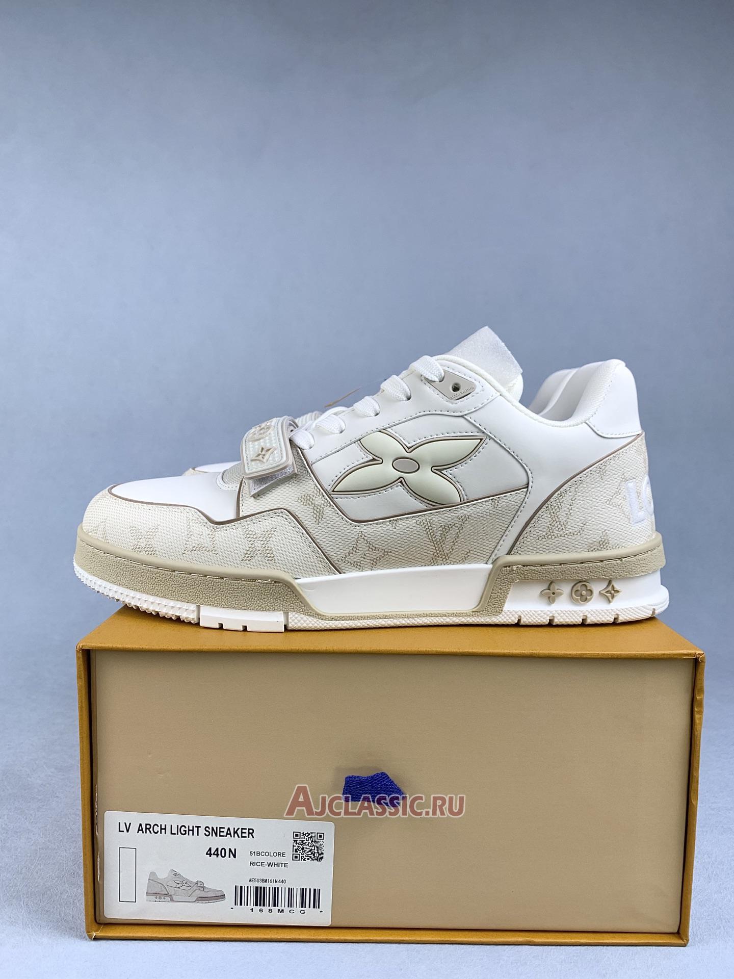 New Louis Vuitton LV Trainer Sneaker "Velcro Strap Beige Monogram Flowers" 1AHTUA Shoes