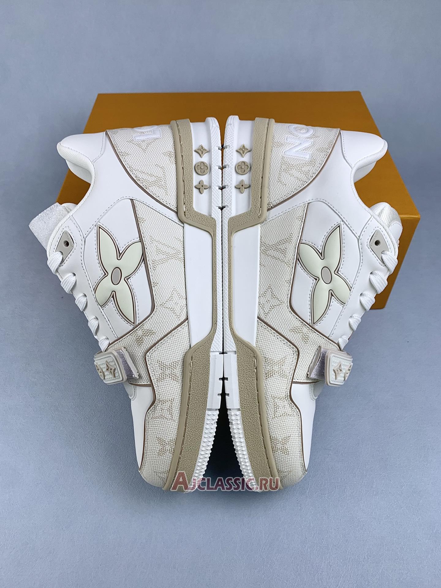 New Louis Vuitton LV Trainer Sneaker "Velcro Strap Beige Monogram Flowers" 1AHTUA Shoes
