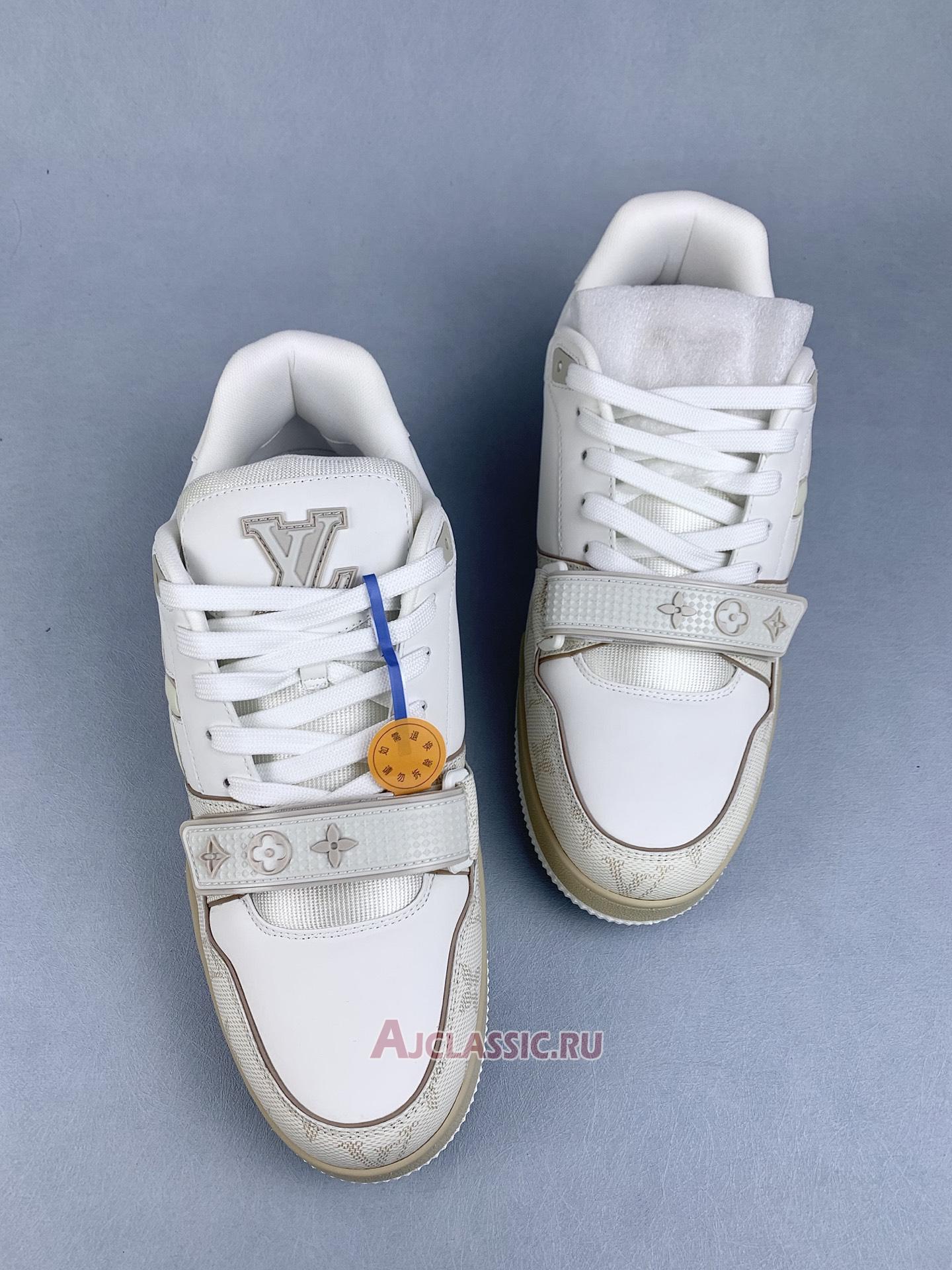 New Louis Vuitton LV Trainer Sneaker "Velcro Strap Beige Monogram Flowers" 1AHTUA Shoes