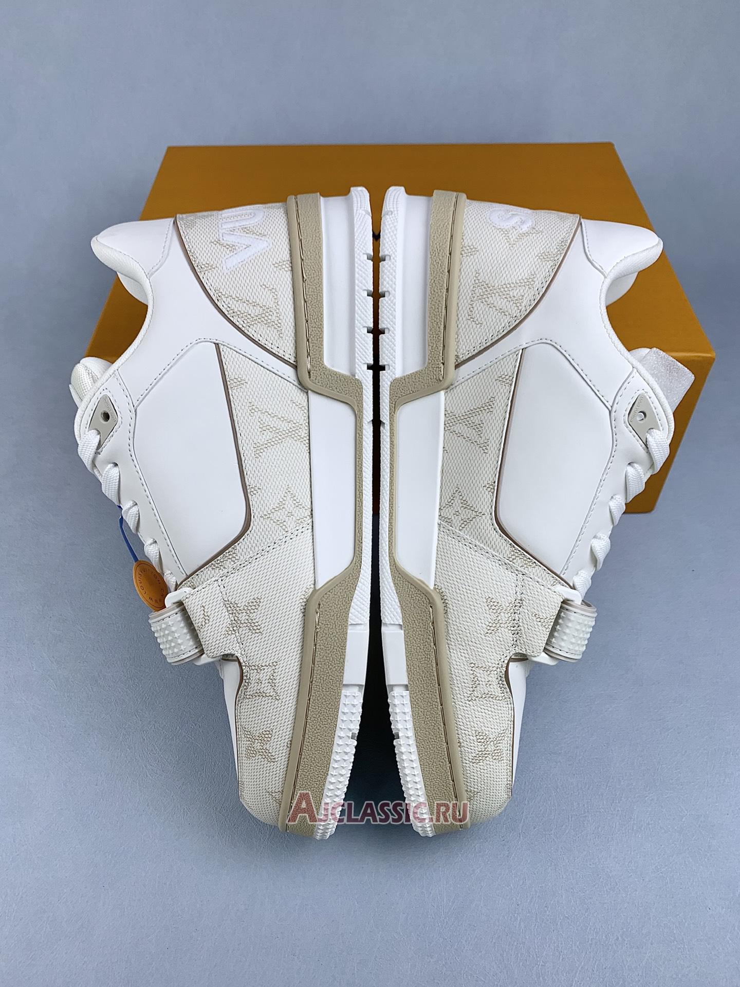 New Louis Vuitton LV Trainer Sneaker "Velcro Strap Beige Monogram Flowers" 1AHTUA Shoes