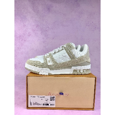 Buy Louis Vuitton LV Trainer Sneaker Beige Monogram Denim Beige 1AIKNY Quality Reps Replicas Shoes