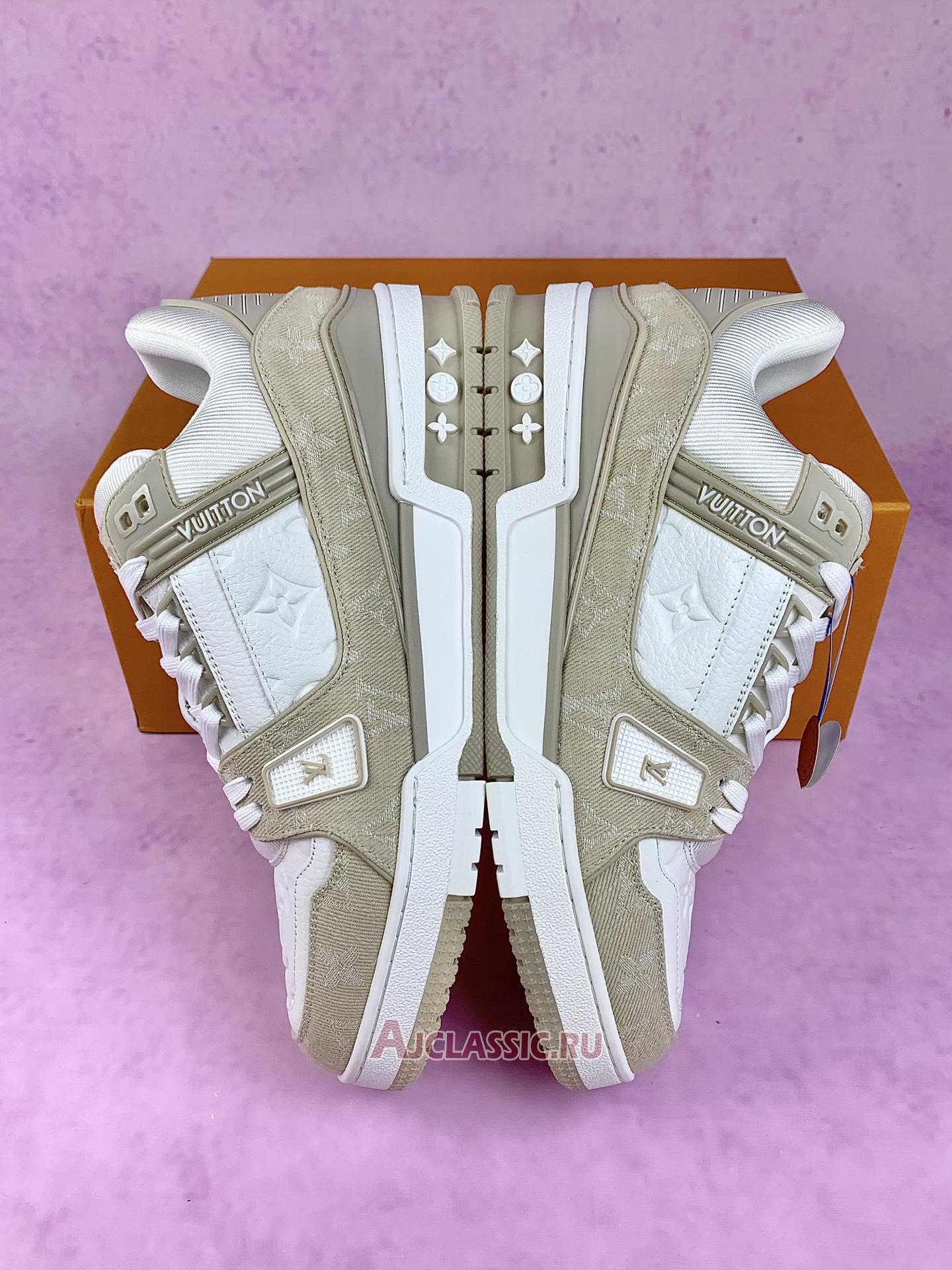 New Louis Vuitton LV Trainer Sneaker "Beige Monogram Denim" 1AIKNY Shoes