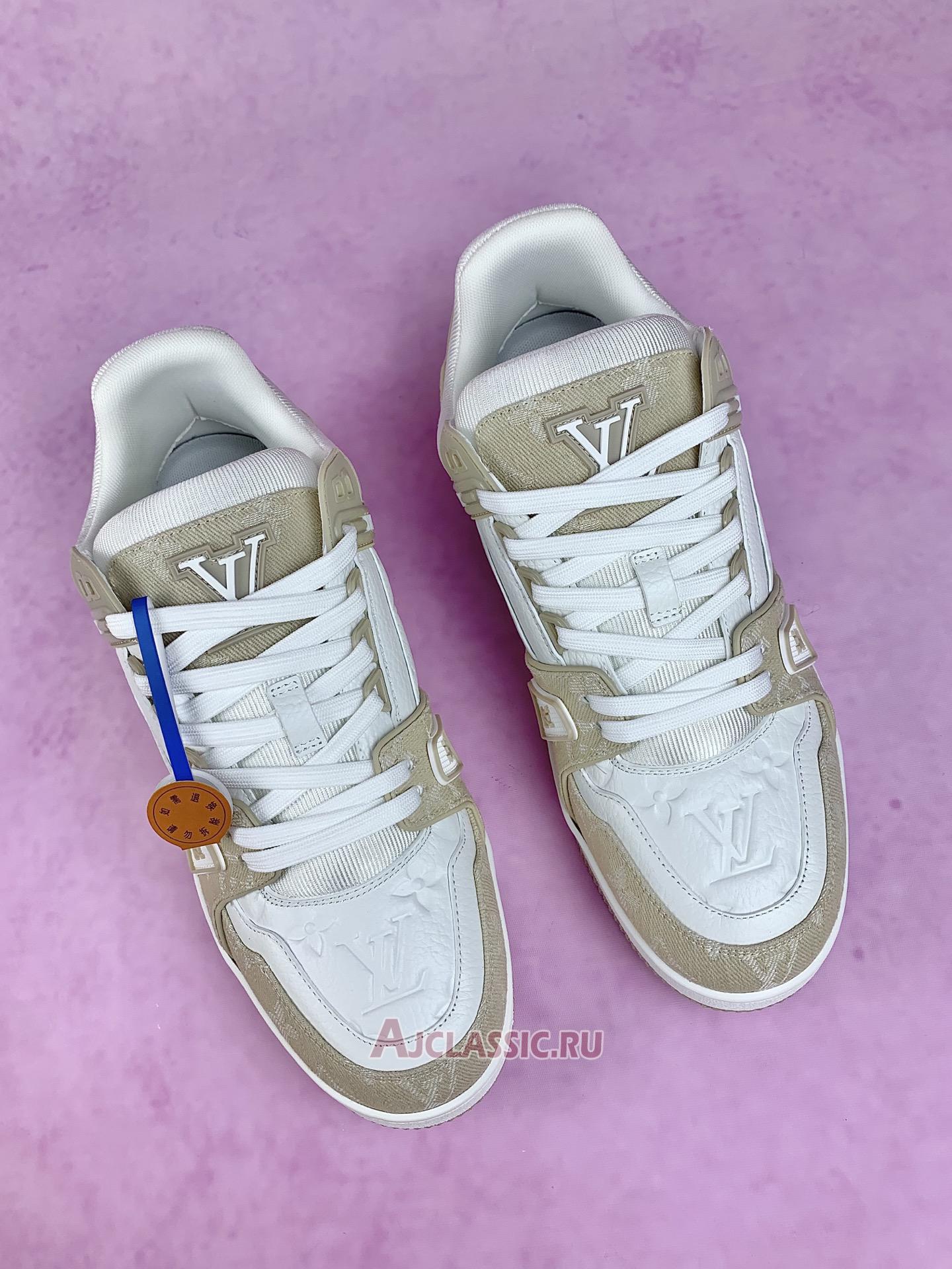 New Louis Vuitton LV Trainer Sneaker "Beige Monogram Denim" 1AIKNY Shoes