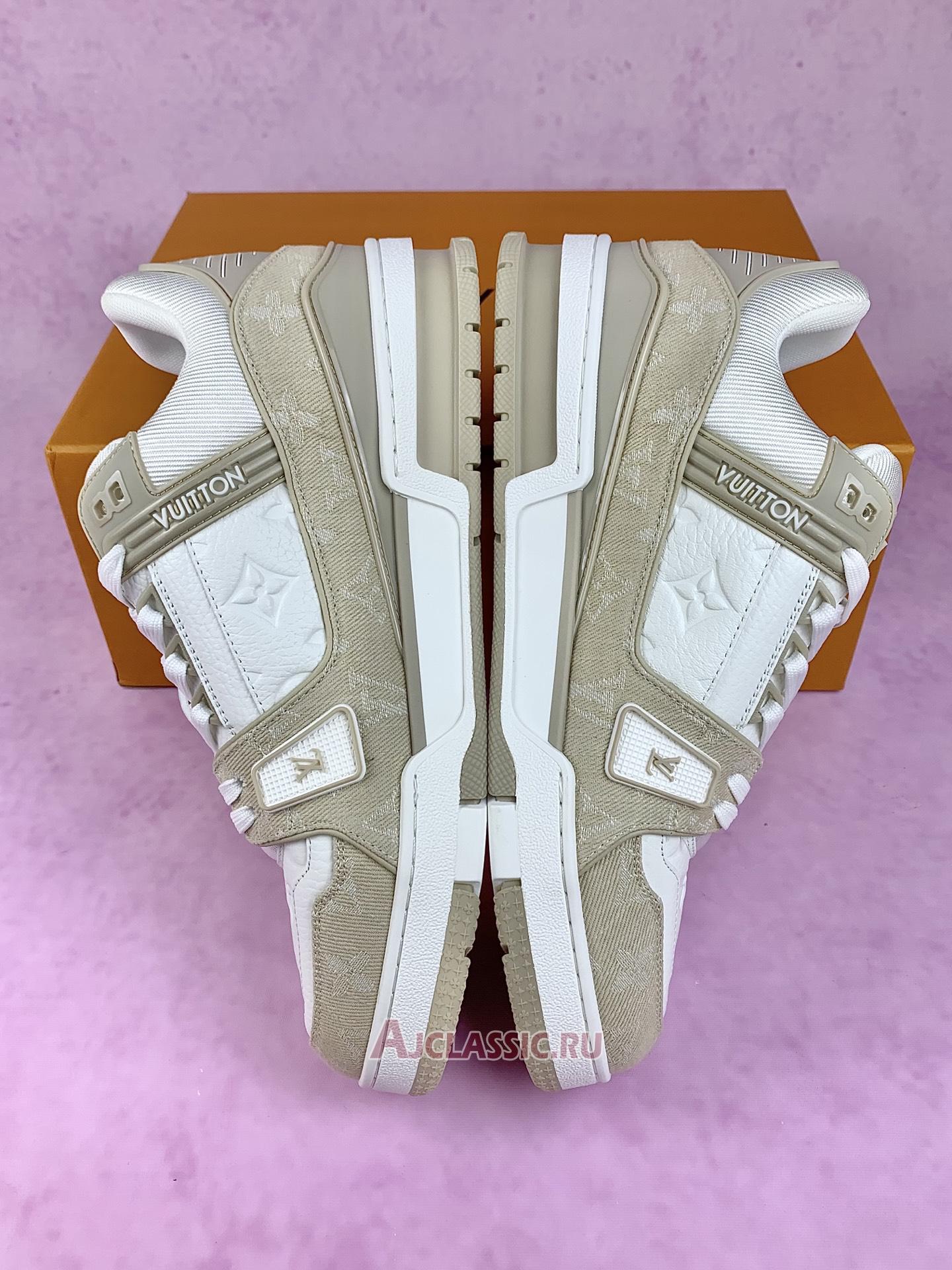 New Louis Vuitton LV Trainer Sneaker "Beige Monogram Denim" 1AIKNY Shoes