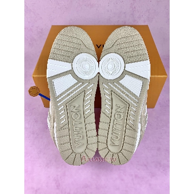 Buy Louis Vuitton LV Trainer Sneaker Beige Monogram Denim Beige 1AIKNY Quality Reps Replicas Shoes