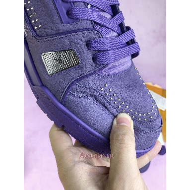 Buy Louis Vuitton LV Trainer Sneaker Purple Metal Studs Purple 1ADHAS Quality Reps Replicas Shoes