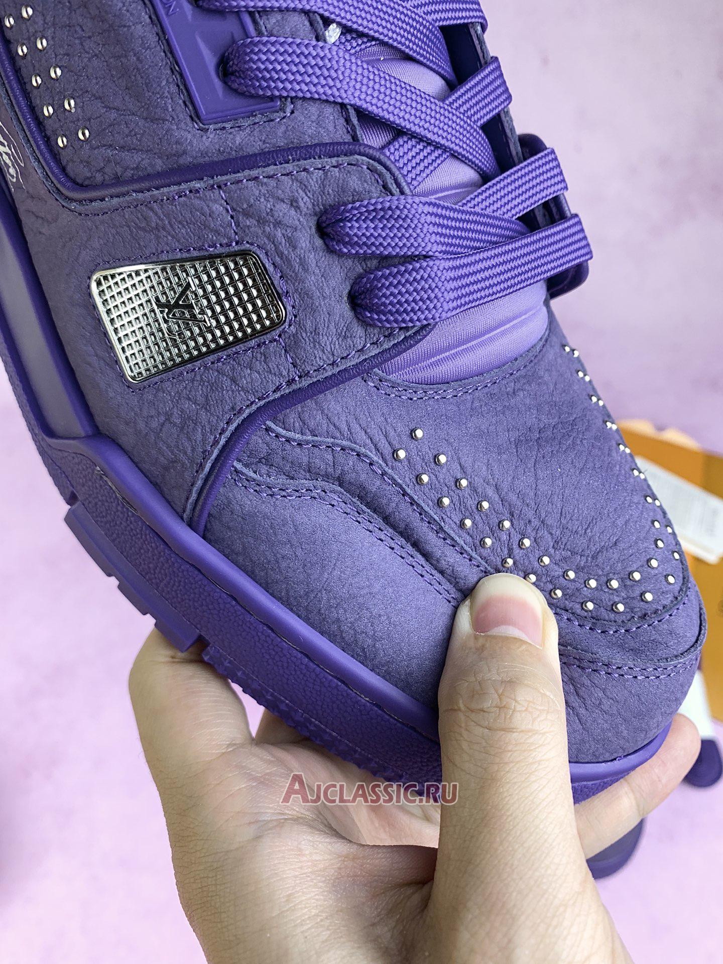 New Louis Vuitton LV Trainer Sneaker "Purple Metal Studs" 1ADHAS Shoes