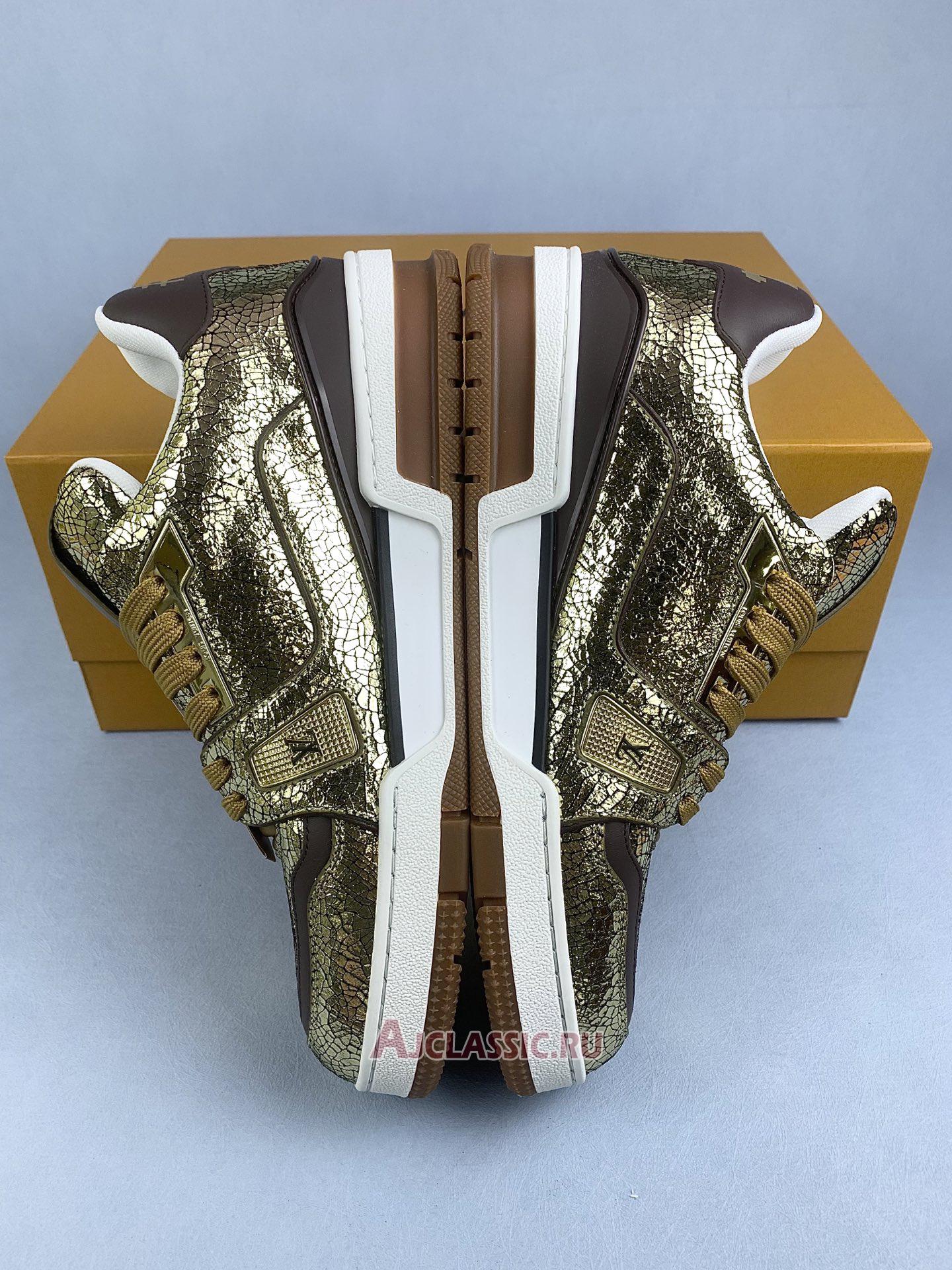 New Louis Vuitton LV Trainer Sneaker "Gold" 1AJA14 Shoes