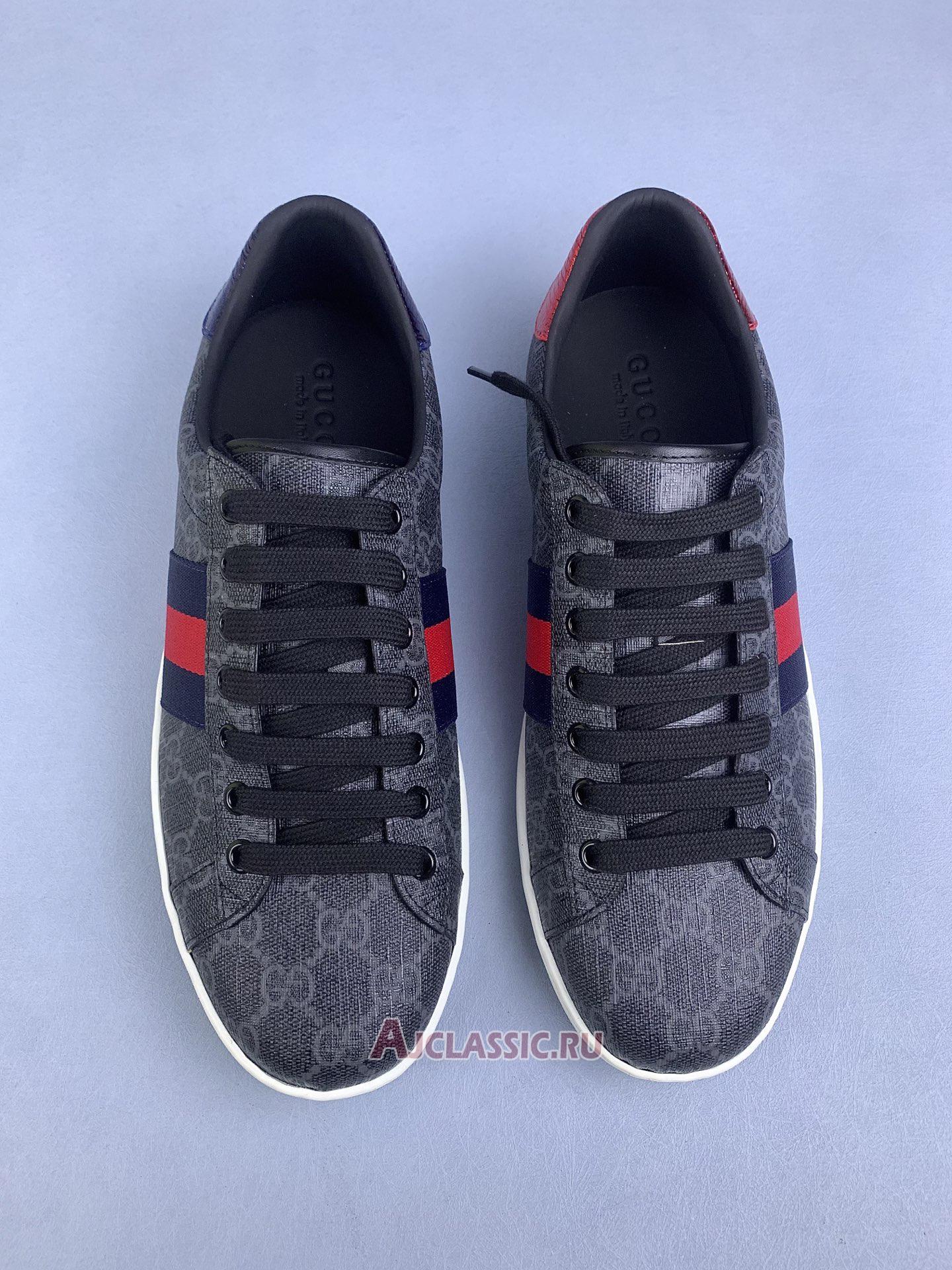 New Gucci Ace GG Supreme "Black Grey" 429445 K2LH0 1130 Shoes