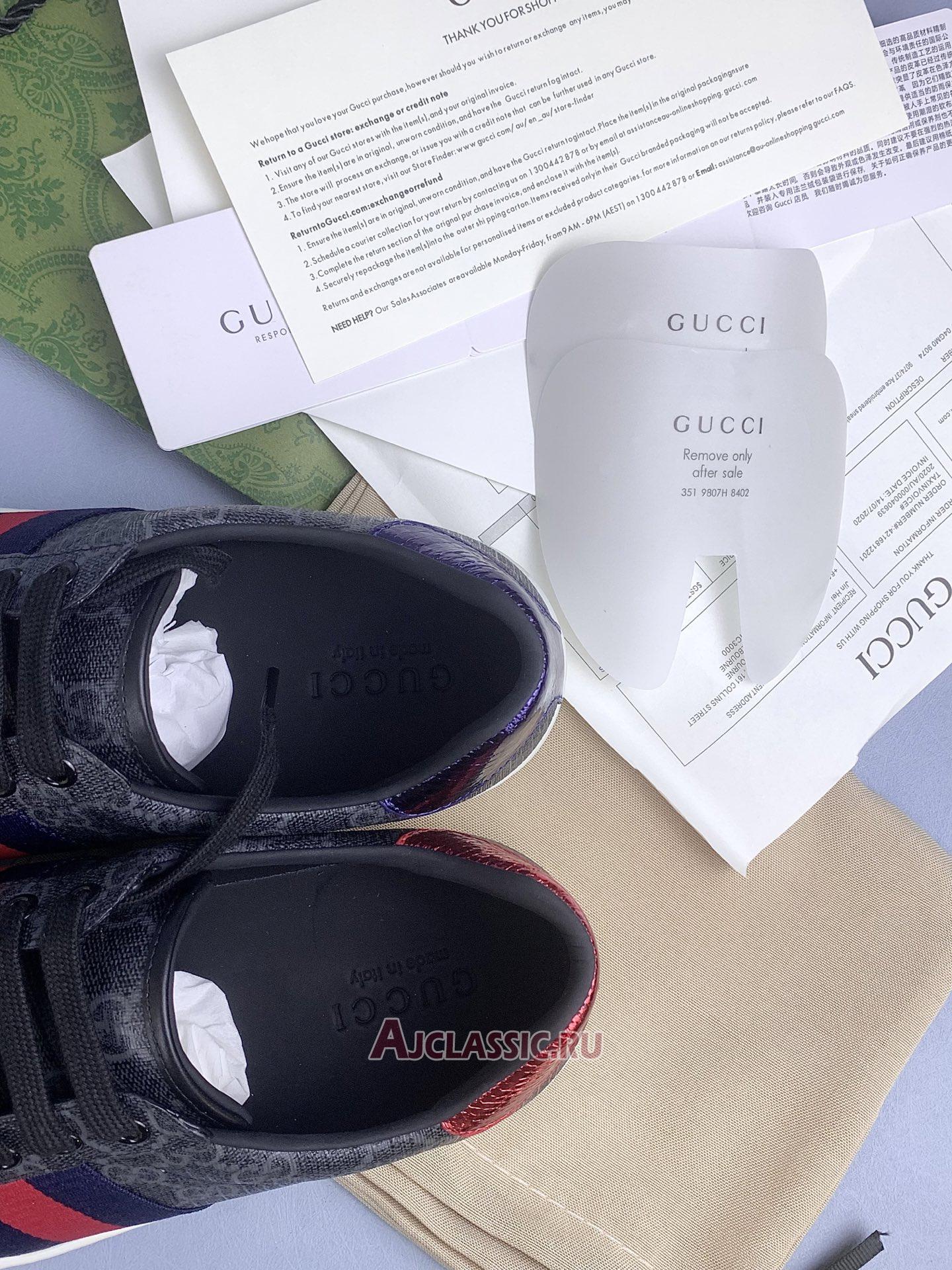 New Gucci Ace GG Supreme "Black Grey" 429445 K2LH0 1130 Shoes