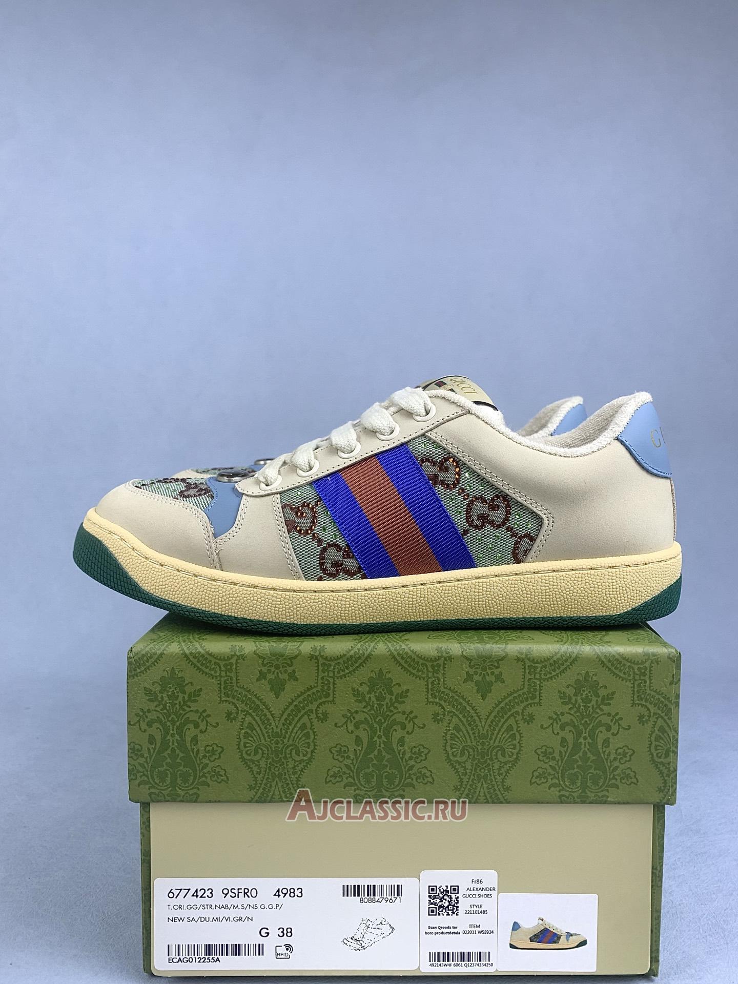 New Gucci Screener "Brown Blue Red" 677423 9SFR0 4983-2 Shoes