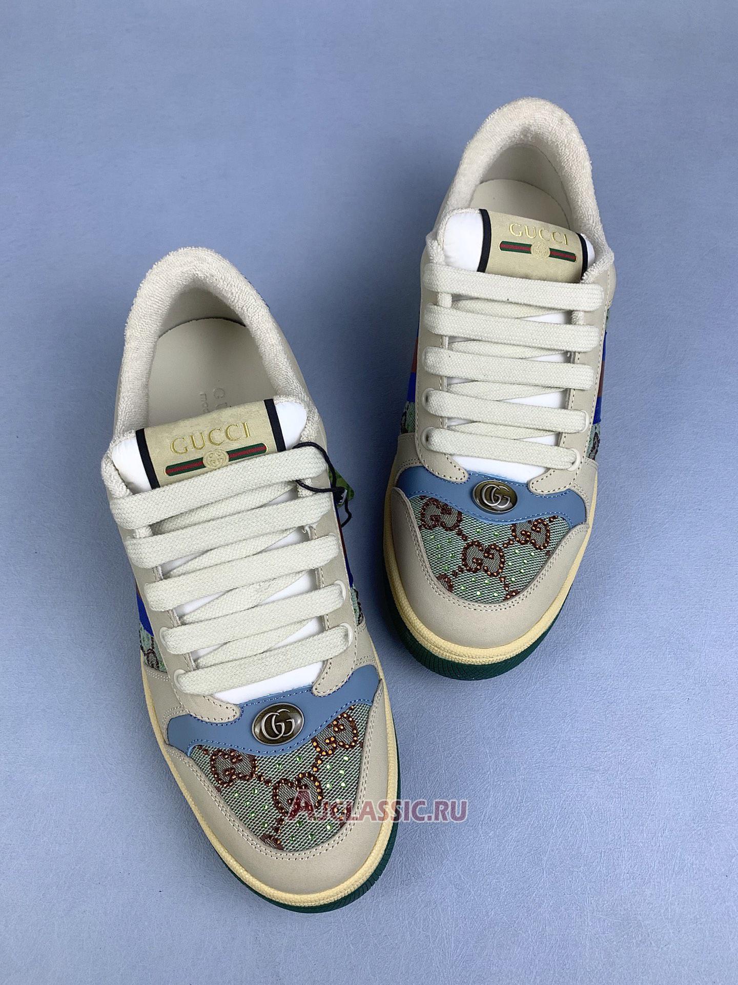 New Gucci Screener "Brown Blue Red" 677423 9SFR0 4983-2 Shoes