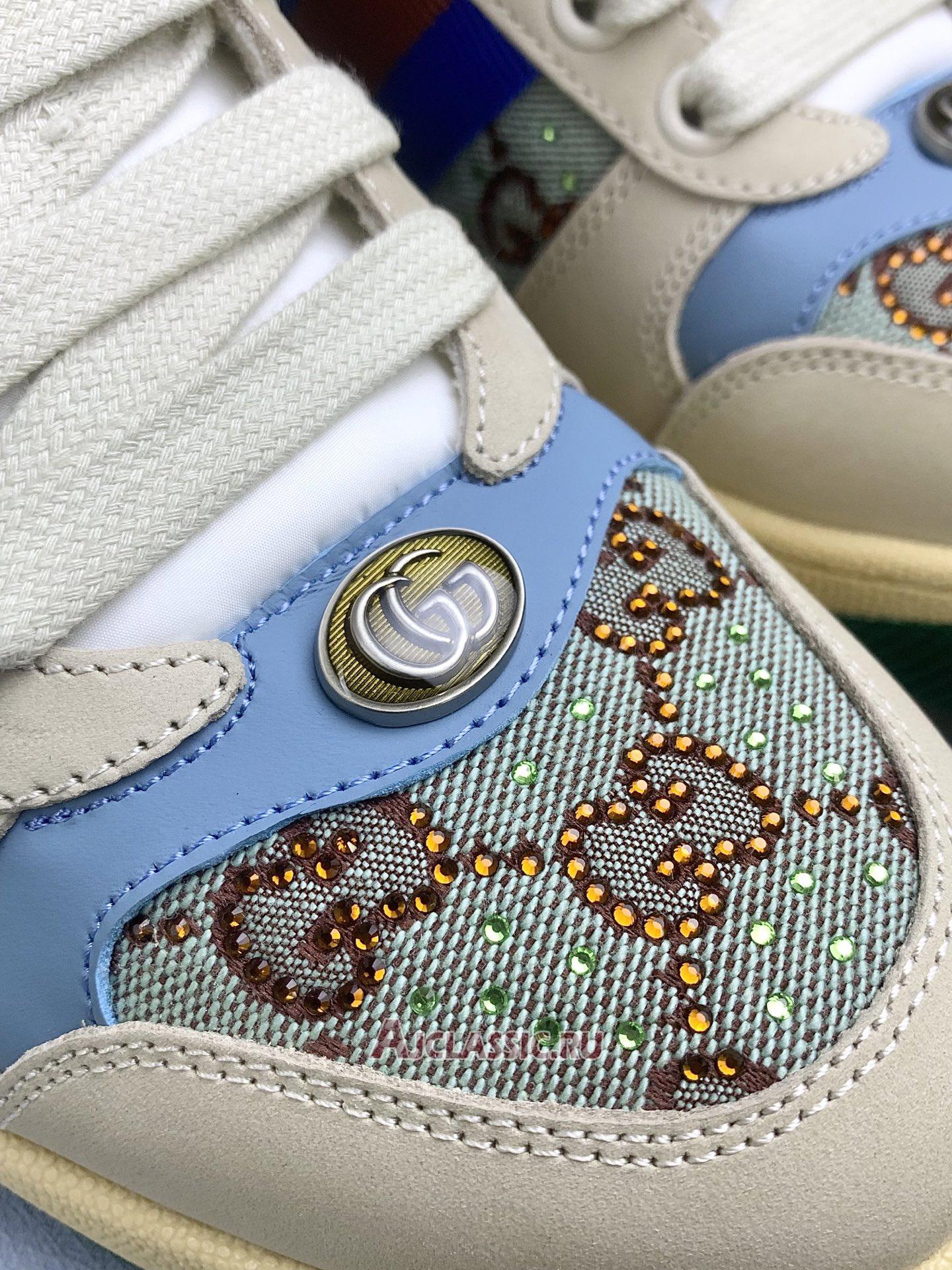 New Gucci Screener "Brown Blue Red" 677423 9SFR0 4983-2 Shoes