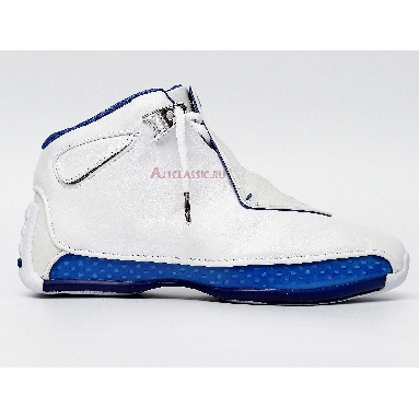 Air Jordan 18 Retro White Sport Royal AA2494-106 White/Sport Royal-White-Metallic Silver Mens Womens Shoes