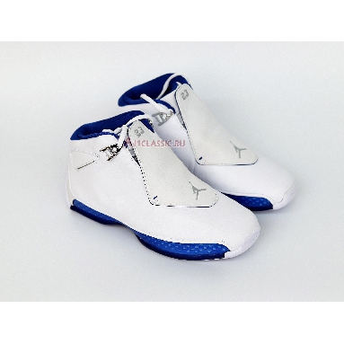 Air Jordan 18 Retro White Sport Royal AA2494-106 White/Sport Royal-White-Metallic Silver Mens Womens Shoes