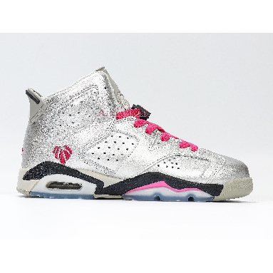 Air Jordan 6 Retro GG Valentines Day 543390-009 Metallic Silver/Vivid Pink-Black Mens Womens Shoes