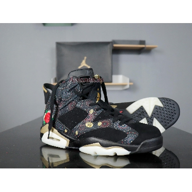 Air Jordan 6 Retro Chinese New Year AA2492-021 Black/Multi-Color-Summit White-Metallic Gold Mens Womens Shoes