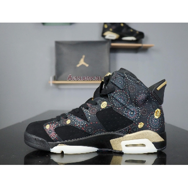 Air Jordan 6 Retro Chinese New Year AA2492-021 Black/Multi-Color-Summit White-Metallic Gold Mens Womens Shoes