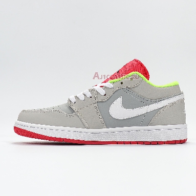 Air Jordan 1 Retro Low Hare 553558-021 Grey Mist/University Red-Light Poison Mens Womens Shoes