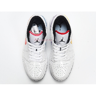 Air Jordan 1 Low Multi-Color Swoosh CW7009-100 White/Multi-Color/Black Mens Womens Shoes