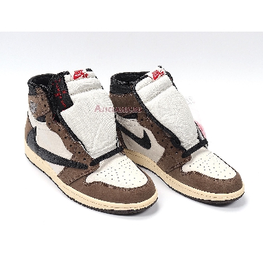 Travis Scott x Air Jordan 1 Retro High OG Mocha CD4487-100 Sail/Black-Dark Mocha-University Red Mens Womens Shoes