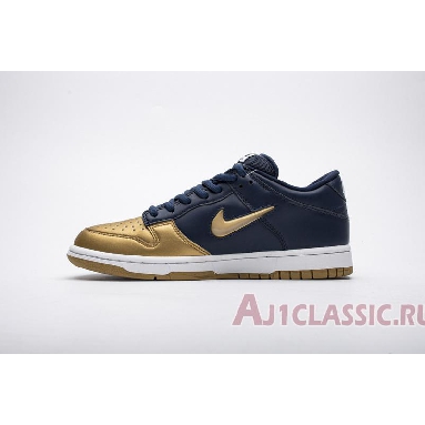 Supreme x Nike Dunk SB Low QS Metallic Gold CK3480-700 Metallic Gold/Metallic Gold/Navy/White Mens Womens Shoes