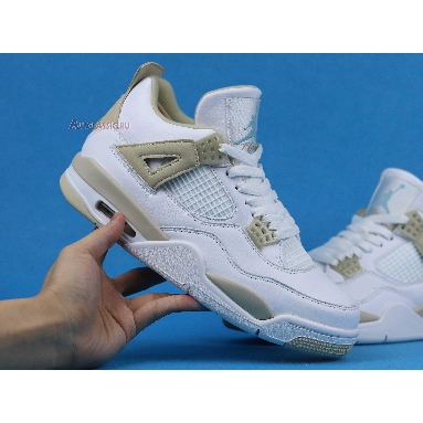 Air Jordan 4 Retro Linen 487724-118 White/Boarder Blue-Light Sand Mens Womens Shoes